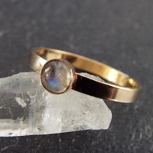 Moonstone ring, US 5.5, June birthstone ring, Tiny moonstone ring, Blue gemstone ring, Stacking ring, Engagement ring, Boho ring, Gold