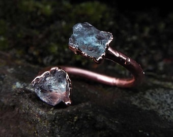 Aquamarine ring, Aquamarine, Statement ring, Gemstone ring, Crystal ring, Boho, Engagement ring, Raw Aquamarine ring, Raw Crystal ring