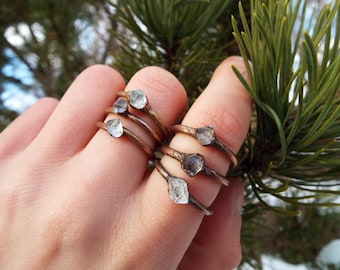 Herkimer Diamond Ring, Copper ring, Gemstone ring, Crystal ring, Herkimer Diamond, Boho jewelry, Crystal ring, Raw crystal ring, Healing stone