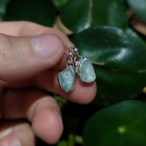 Aquamarine Silver Studs • 925 Sterling Silver Aquamarin Ohrstecker • Boho Gemstone Earrings • Handmade Crystal Jewelry