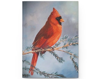 Hardcover Journal, Cardinal Journal, Cardinal Art Stationary, Bird Artwork, Journaling, diary, Stationary gift