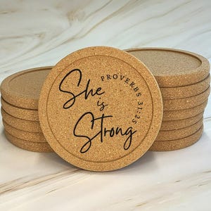 Christian Gifts for Women Bulk | Engraved Cork Coasters | Retreat Gifts | Church Member Gift | Inspirational Uplifting Faith-Based Messages