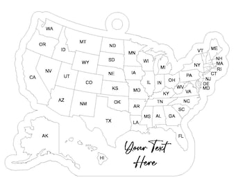 USA Travel Magnet and Ornament Digital File | Laser Engraver | Cricut | Glowforge | Xtool | Lightburn | Digital Download Only