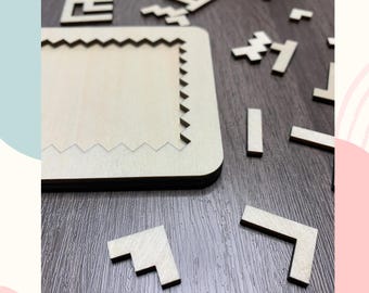 Geometric Shape Puzzles Digital File- LIGHTBURN, SVG, DXF