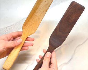 Curved Wooden Spatula || Handcrafted Hardwood Kitchen Utensil || Heavy Duty Cooking Tool