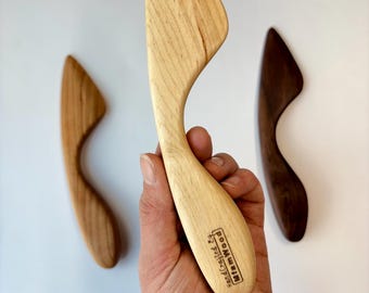 Wooden Swedish Knife || Handcrafted Wooden Spreader || Maple Cherry Walnut || Handmade Kitchenware || Cheese Board Accessory