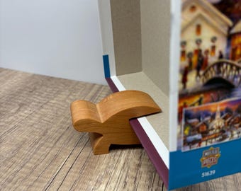 Puzzle Lid Holder and Turtle Shelf Sitter, Solid Hardwood Shelf Decoration,  Puzzle Lover Gift, Cherry Walnut Maple