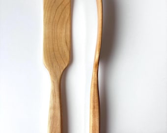 Handmade Wooden Curved Spatula | Hardwood Cooking Tool | Heavy Duty for Cast Iron, Sautéing, Scraping & Rustic Kitchen or Housewarming Gifts