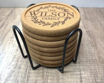 Customizable Cork Coasters, personalized for a gift or event, heavy duty and thick