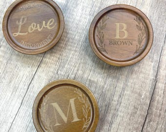 Personalized Hard Wood Jar Lid | Laser Engraved Lid for Regular or Wide Mouth Mason Jars | Custom Airtight Gift for Kitchen Lovers
