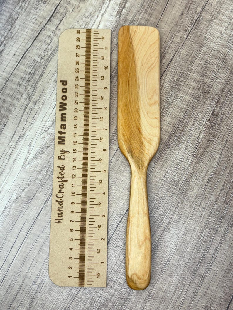 Curved Wooden Spatula || Handcrafted Hardwood Kitchen Utensil || Heavy Duty Cooking Tool imagen 6