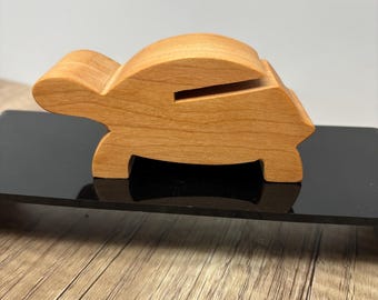 Hardwood Turtle Shelf Sitter: Puzzle Lid Holder, Puzzle Lover Gift