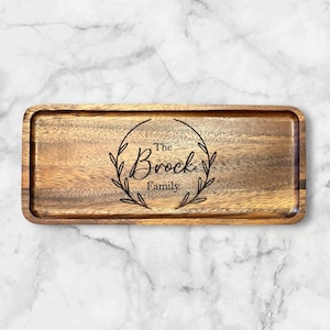 Personalized Engraved Wood Tray || Acacia Serving || Valet Tray Gift || Catch-All