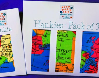 Map Hankies |  Pack of 3 | Individual