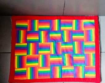 Rainbow Patchwork Bath Mat