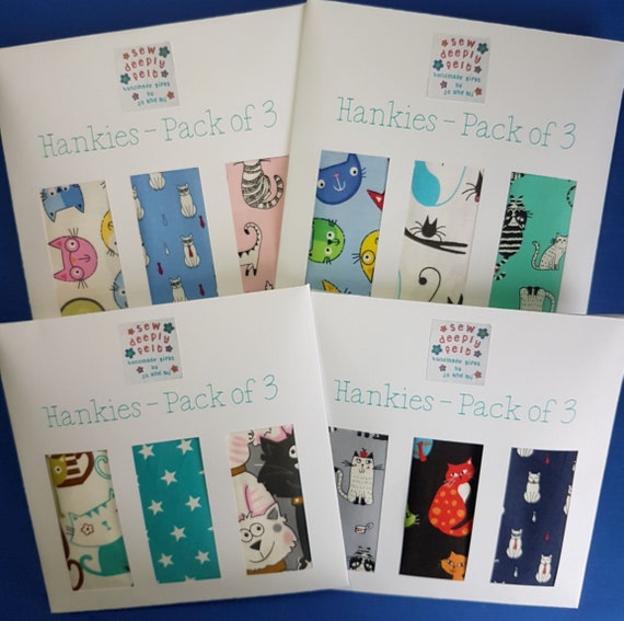 Cat Hankies | Pocket Square | Pack of 3 | Individual on other listing