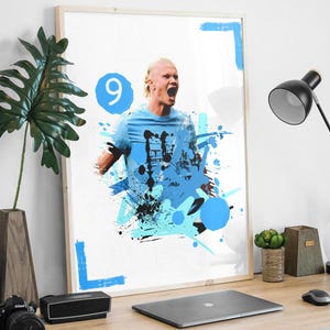 Erling Haaland Manchester City football print poster