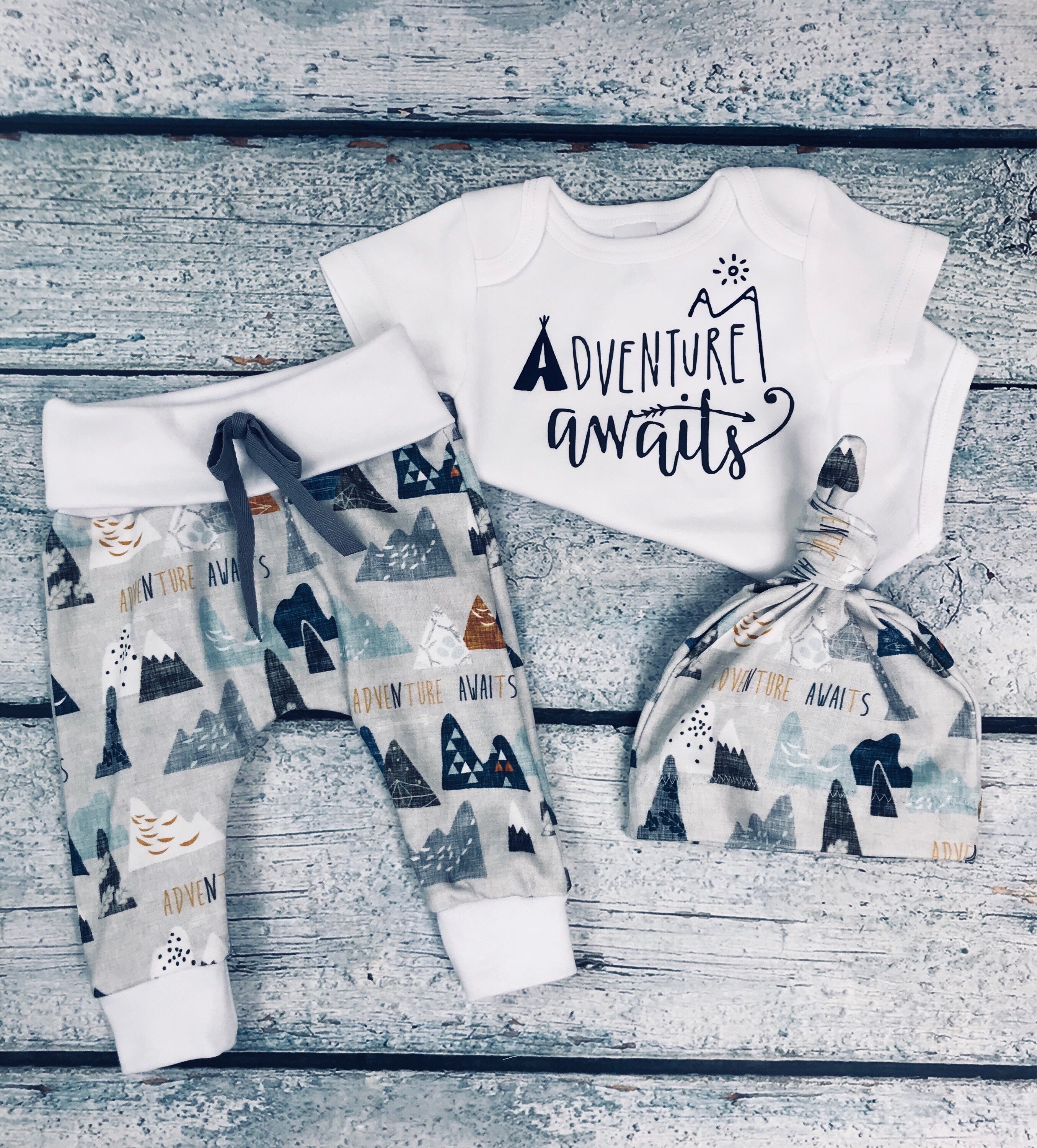 QUICK SHIP Baby Boy Coming Home Outfit Adventure Awaits - Etsy