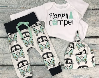 Happy camper/boys Volkswagen outfit/organic cotton/baby boy