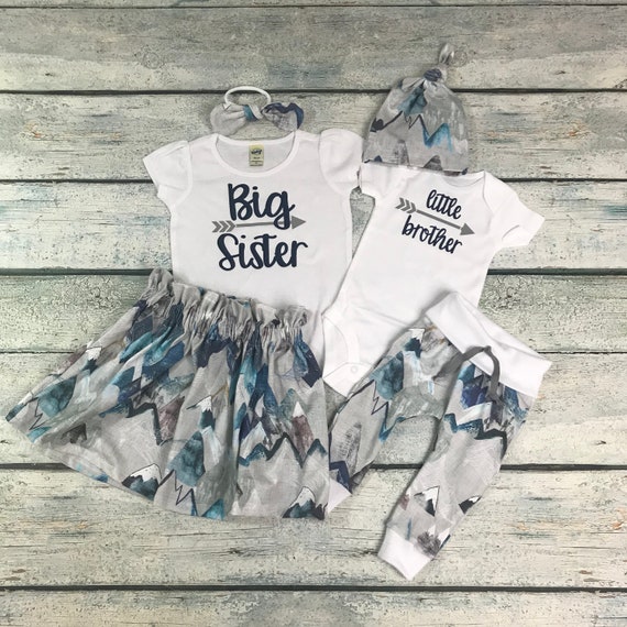 baby boy and big sister matching outfits