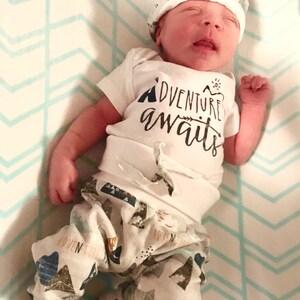 QUICK SHIP baby boy coming home outfit adventure awaits outfit baby boy take home outfit newborn outfit baby shower gift image 3