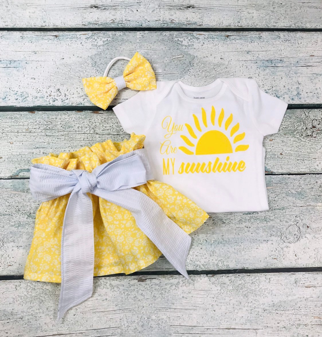 You are my sunshine outfit/Baby girl outfit/3 piece outfit/ Etsy