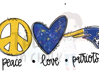 Peace Blue Heart Love Patriots   Sublimation Template