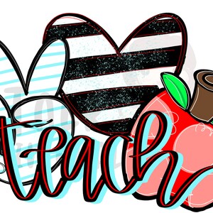 Plantilla de sublimación peace love teach apple