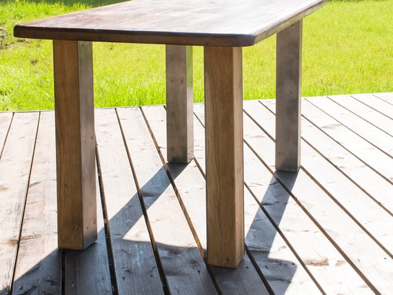 Set Of 4 Metal With Oak Wood Table Legs Etsy