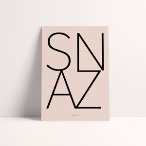 Iniciales Arte monograma / Arte de pared / tamaño A4 / A3 / Arte de tipo / Rosa blush