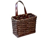 Custom Hanging Mail Storage Basket w Handle, Amish Hand Woven Basket, Handmade, Wicker Rattan