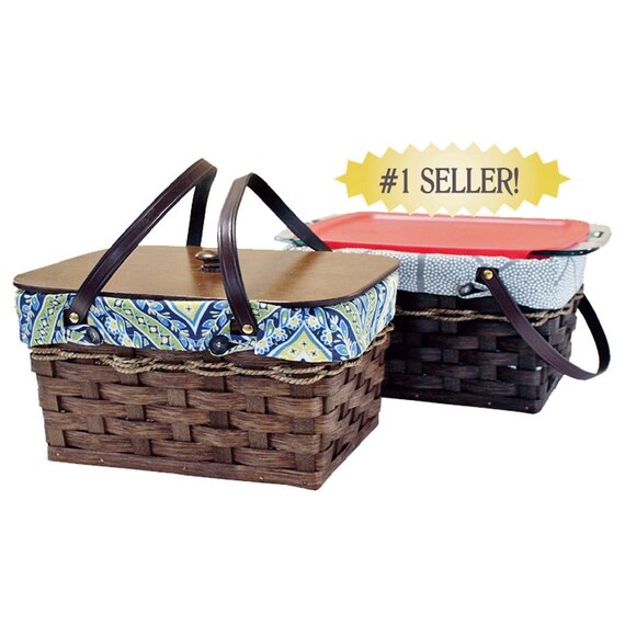 Custom Carryall Market Picnic Basket W/ Lid & Leather Etsy