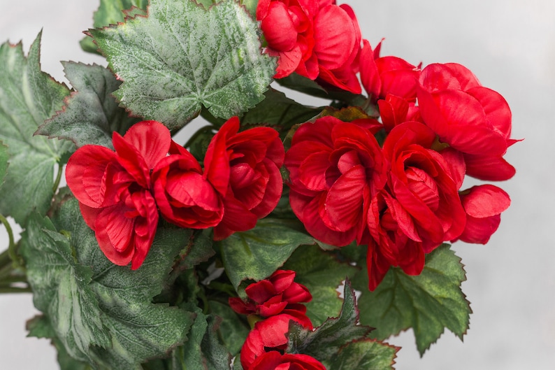 Faux Wedding Flowers Wedding Centerpieces Spring Deco Artificial Craft Floral Supplies 23612 pcs 16 Polyester Red Begonia Bush Bouquet