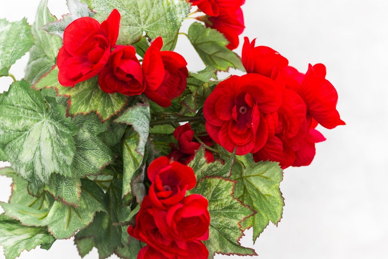 Faux Wedding Flowers Wedding Centerpieces Spring Deco Artificial Craft Floral Supplies 23612 pcs 16 Polyester Red Begonia Bush Bouquet