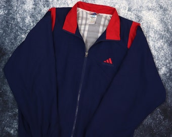 Vintage Navy & Rote Adidas Windbreaker Jacke | Klein