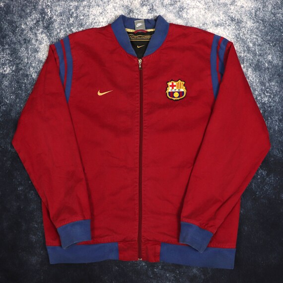 Vintage Blouson aviateur rouge et bleu du FC Barcelone Nike 4TG