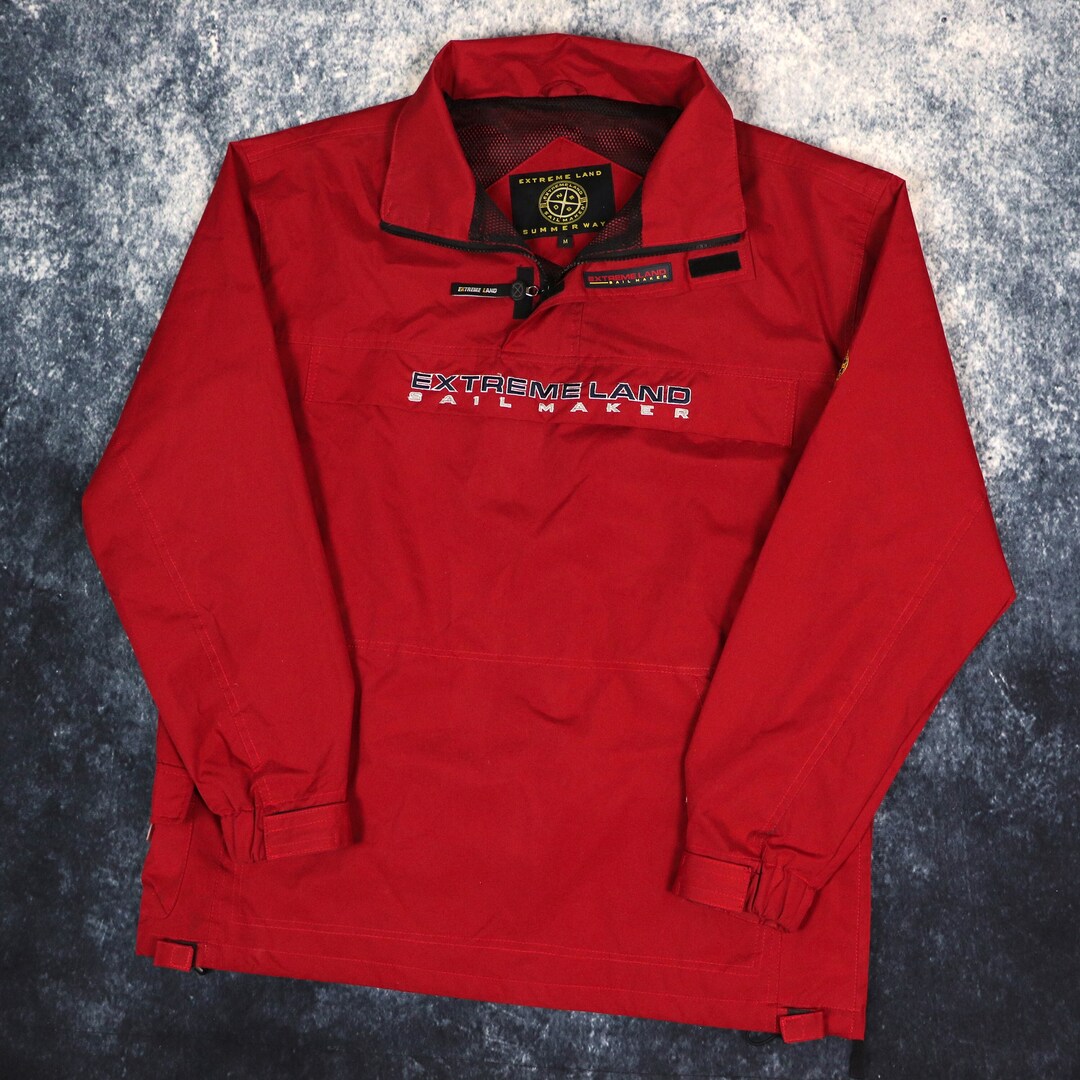 Vintage Red Extreme Land Sailmaker 1/4 Zip Windbreaker