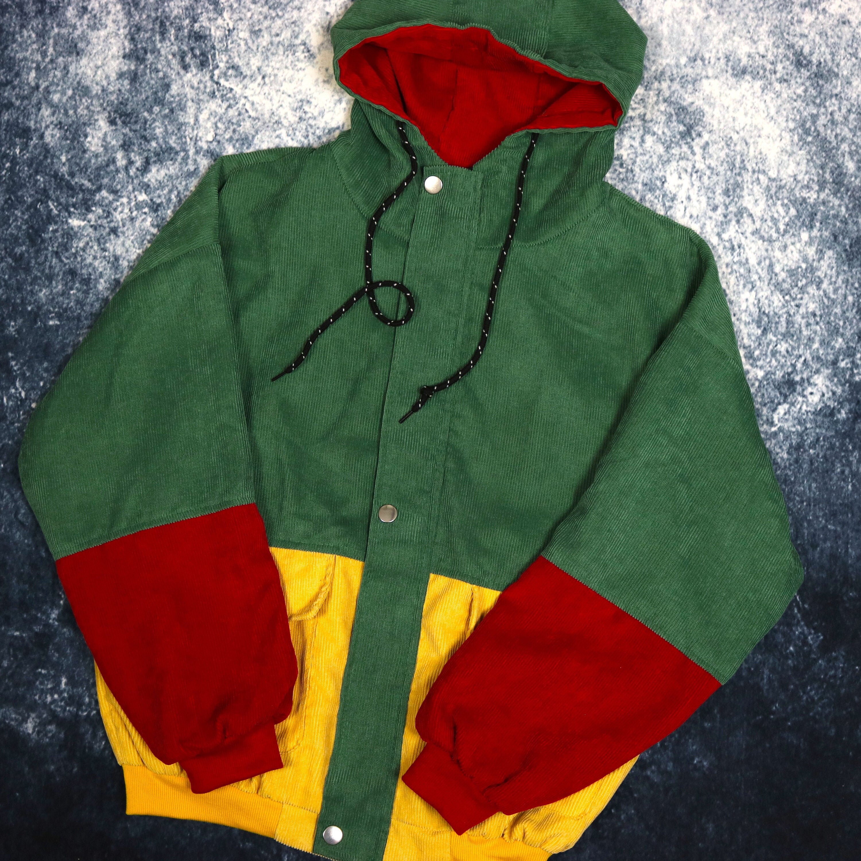 Vintage Green Yellow Red Colour Block Corduroy Jacket Small Etsy Australia