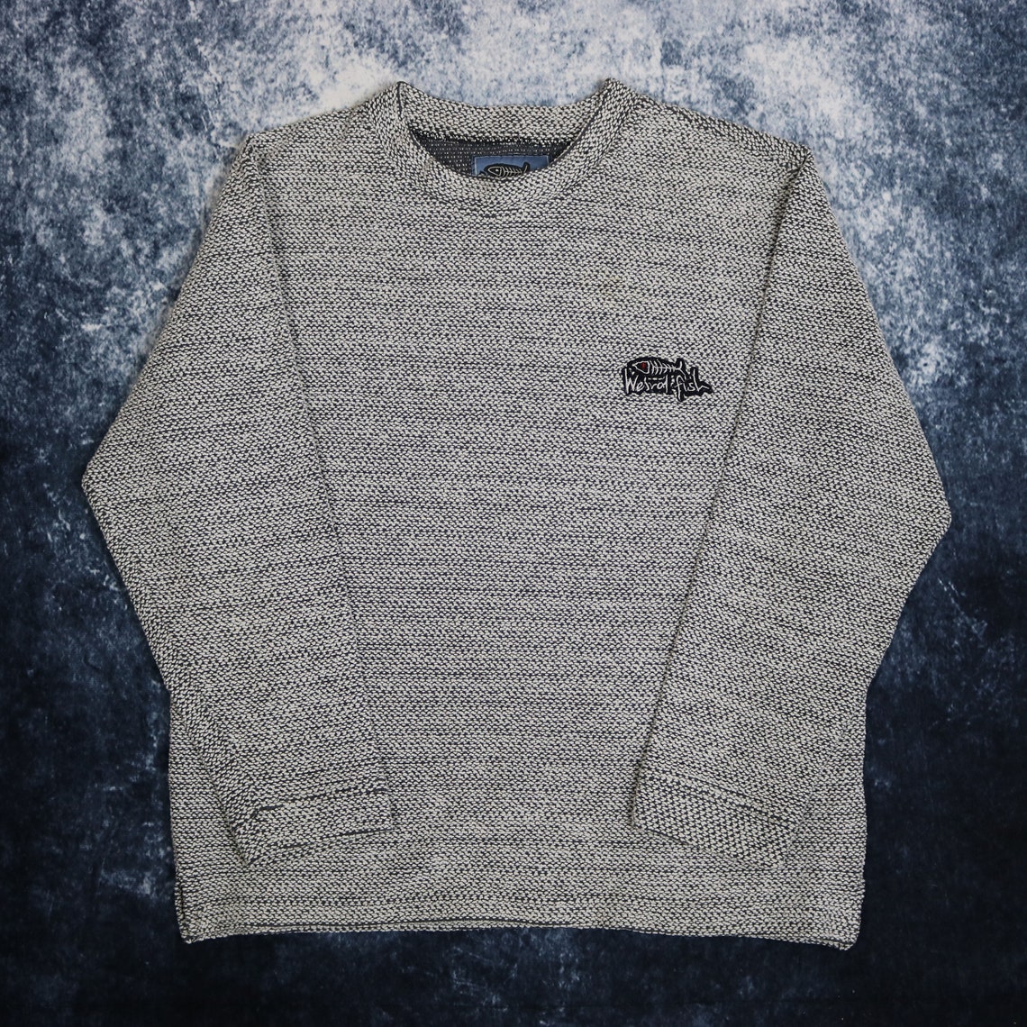 Vintage Grey Weird Fish Sweatshirt Medium | Etsy