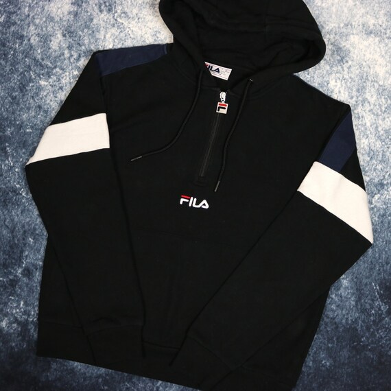 Vintage Black Fila 1 4 Zip Hoodie XS Etsy Canada