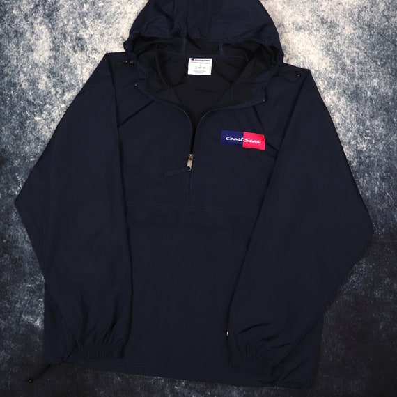 Vintage Navy Coast Seas Champion Half Zip Windbreaker Jacket | Large