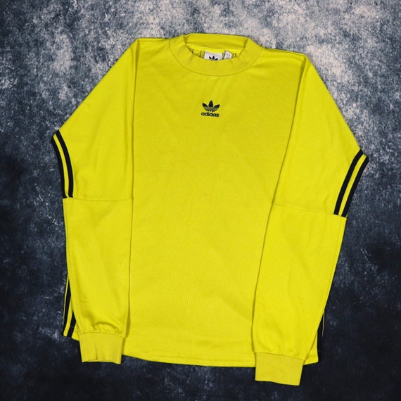 Vintage Flourescent Large Adidas Sweatshirt - Trefoil Etsy Yellow