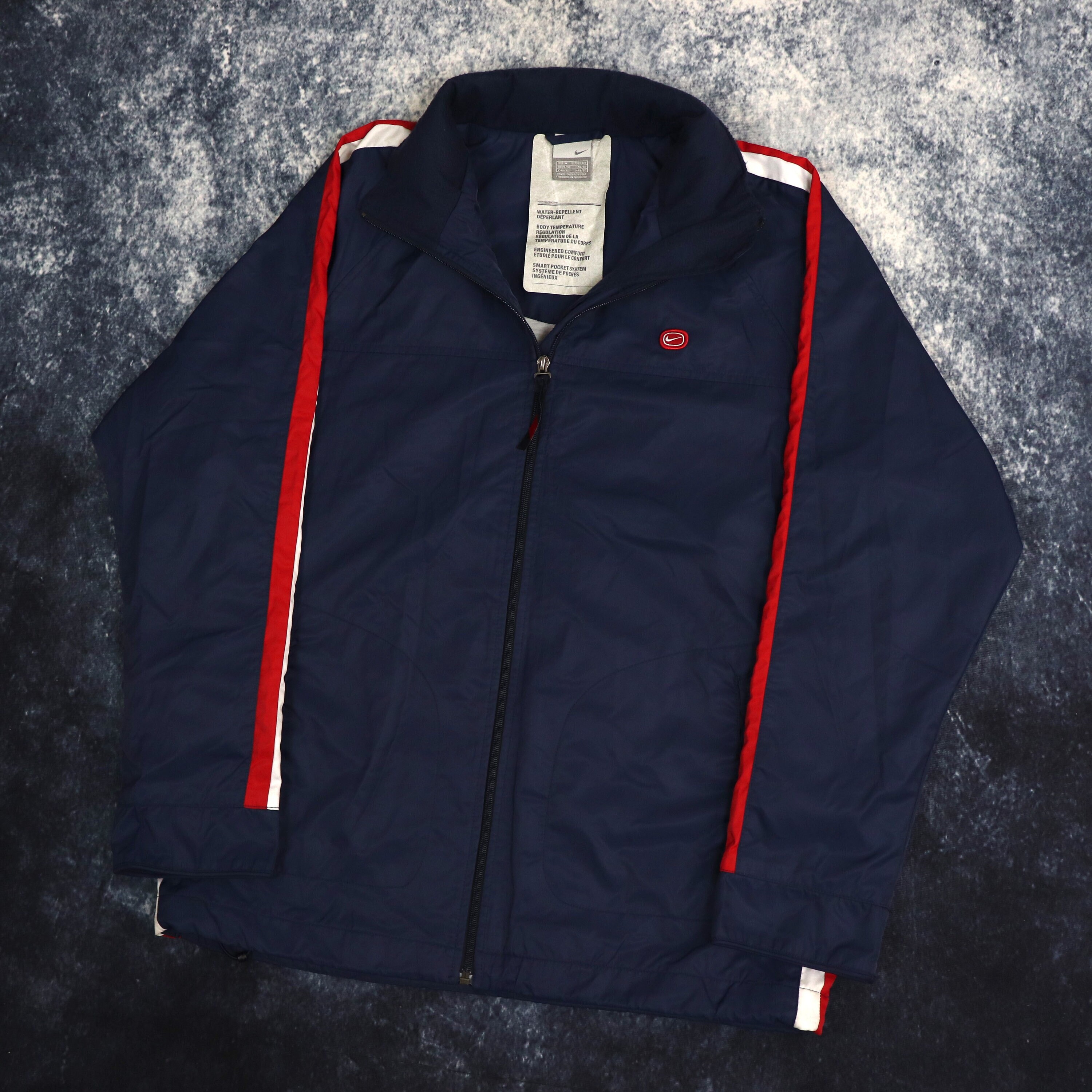 White and navy blue windbreaker cheap