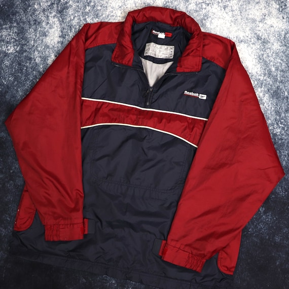 Vintage Navy & Reebok 1/4 Zip Chaqueta Cortavientos / 3XL - Etsy España