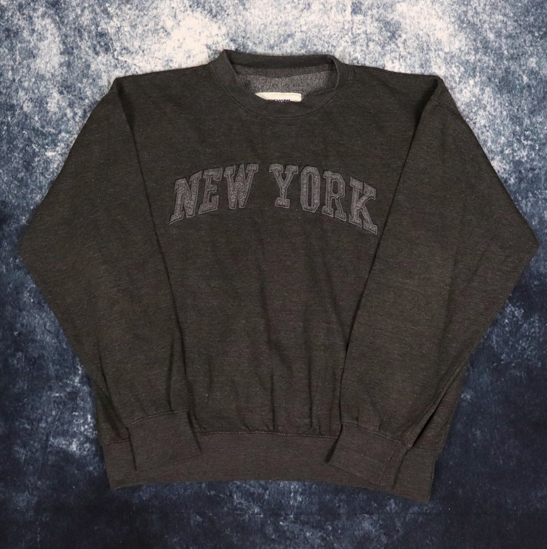Vintage Dark Grey New York Spell Out Sweatshirt Large - Etsy