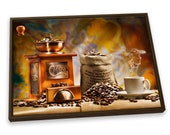 Old Coffee Grinder Machine Kitchen Brown CANVAS FLOATER FRAME Wall Art Print