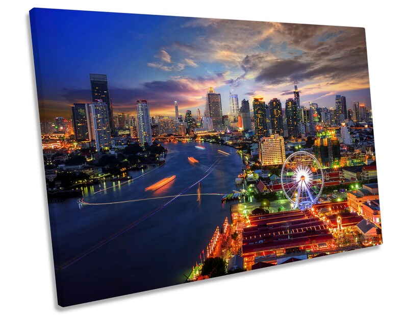 Bangkok Thailand Skyline CANVAS WALL ART Framed Picture Print Etsy