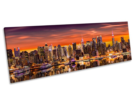 New York City Skyline Bridges CANVAS WALL ART TRIPLE Box Frame Print