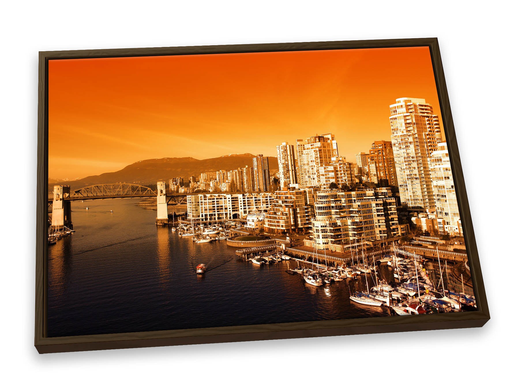 Vancouver Canada Skyline Orange CANVAS FLOATER FRAME Wall Art Etsy