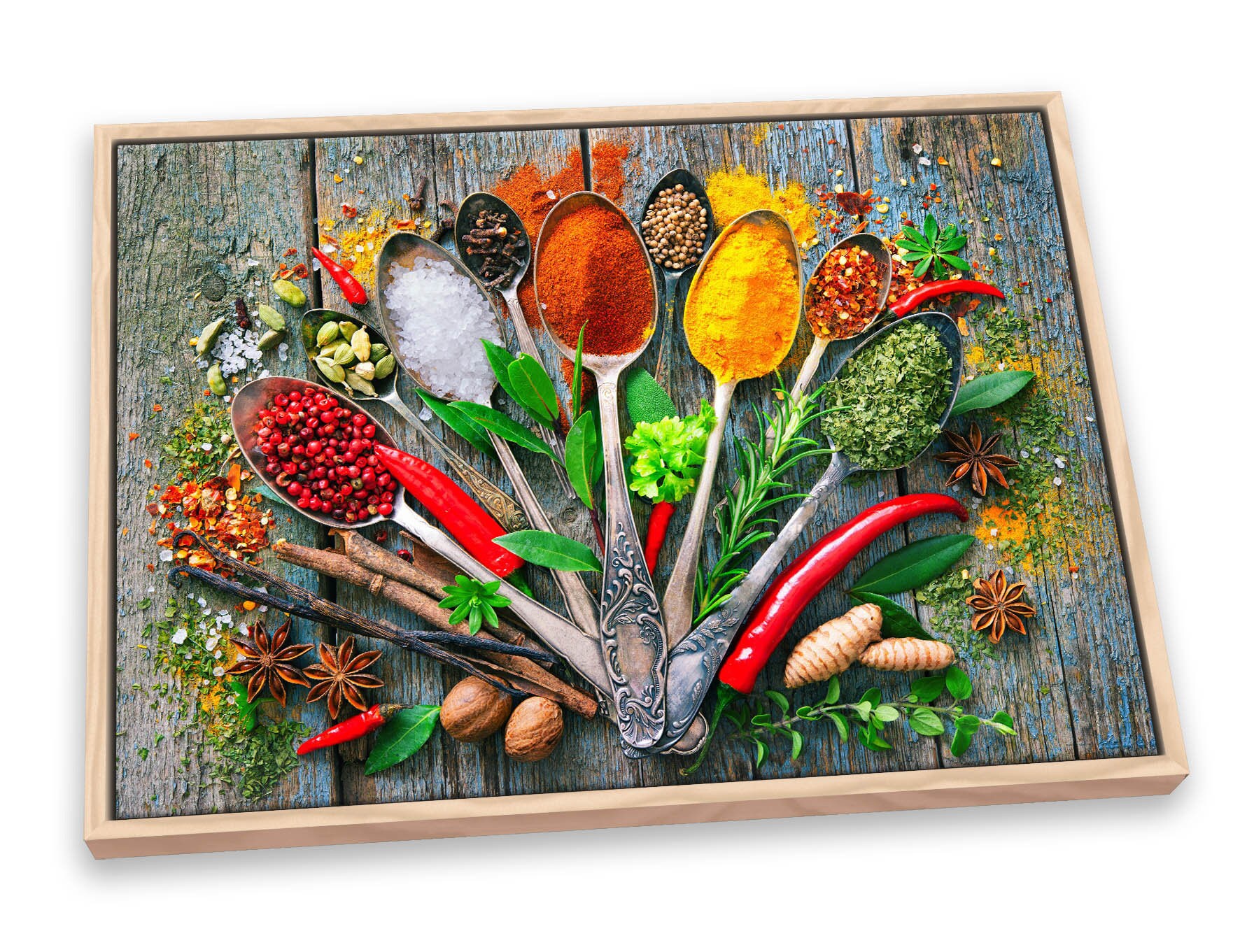 Herbs and Spices Spoons CANVAS FLOATER FRAME Wall Art Print Etsy UK